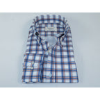 Mens Soft Lycra Stretch Shirt Manschett Turkey Slim Fit Oxford Button Down Collar 6151-04 Blue/Tan Plaid