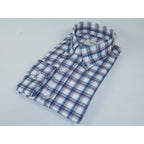 Mens Soft Lycra Stretch Shirt Manschett Turkey Slim Fit Oxford Button Down Collar 6151-04 Blue/Tan Plaid