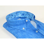 Mens Soft Touch Lycra Stretch Shirt Manschett Turkey Slim Fit Oxford Button Down Collar 6152-03 Blue