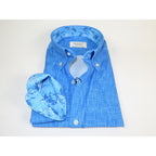 Mens Soft Touch Lycra Stretch Shirt Manschett Turkey Slim Fit Oxford Button Down Collar 6152-03 Blue