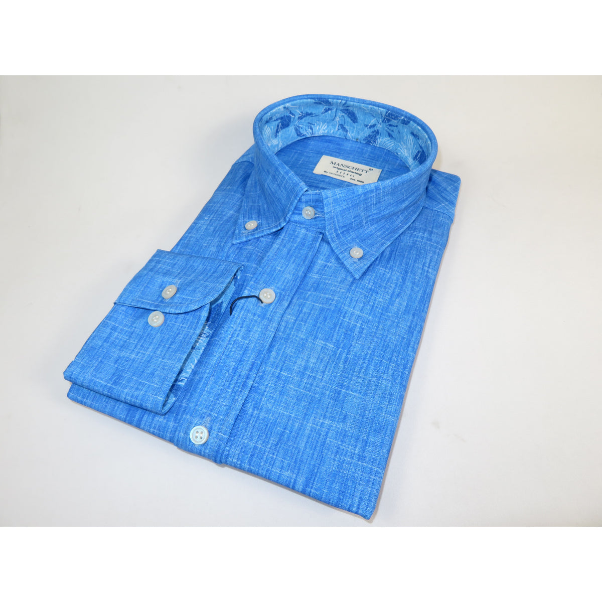 Mens Soft Touch Lycra Stretch Shirt Manschett Turkey Slim Fit Oxford Button Down Collar 6152-03 Blue