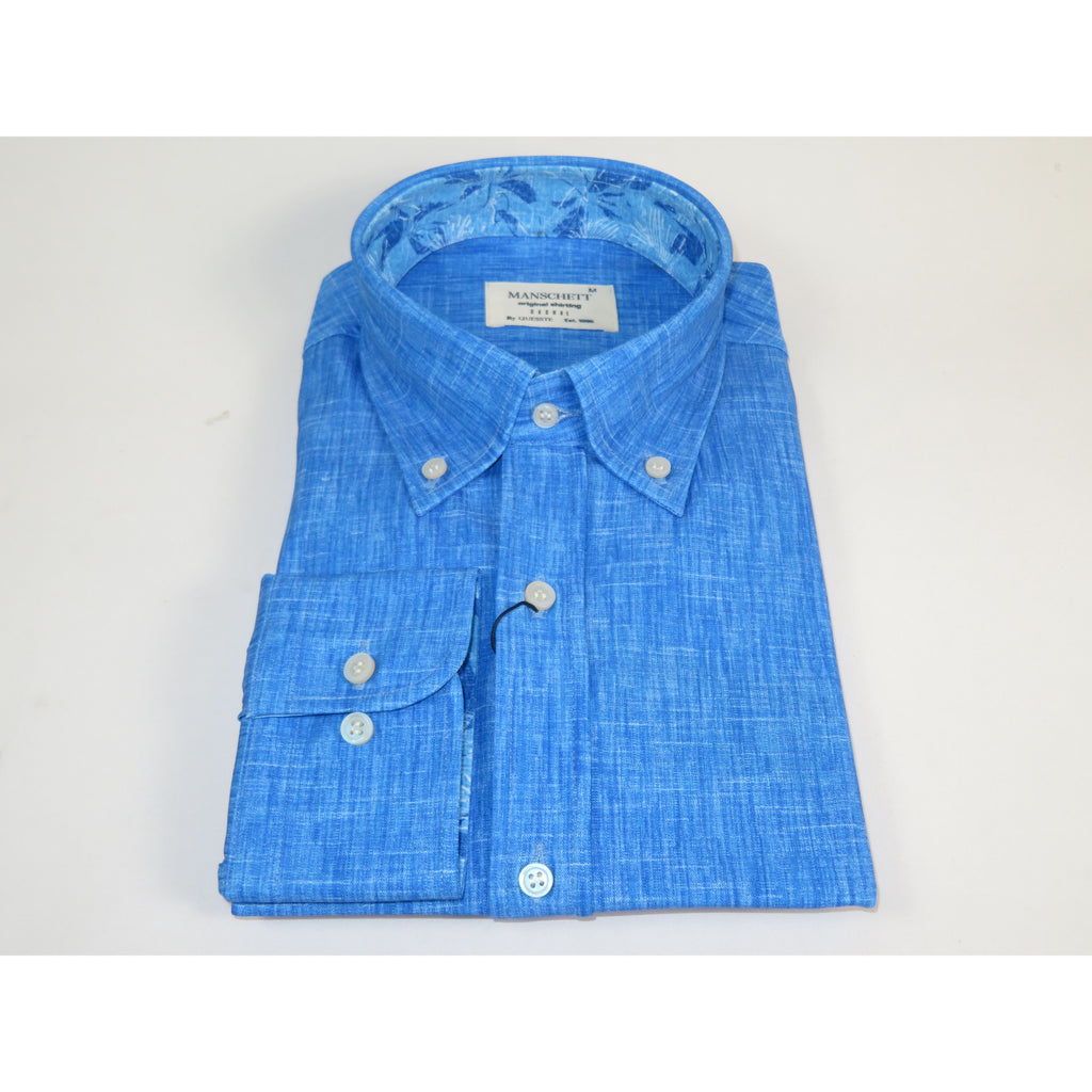Mens Soft Touch Lycra Stretch Shirt Manschett Turkey Slim Fit Oxford Button Down Collar 6152-03 Blue