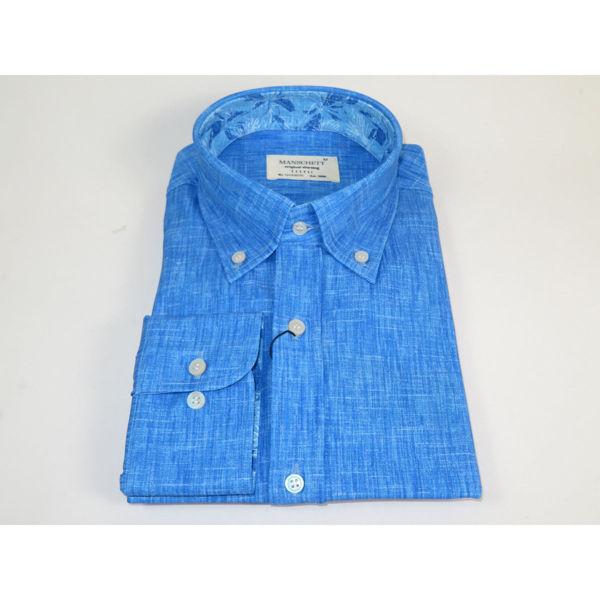 Mens Soft Touch Lycra Stretch Shirt Manschett Turkey Slim Fit Oxford Button Down Collar 6152-03 Blue