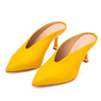 The Solara Yellow Leather Women Mule Heel