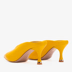 The Solara Yellow Leather Women Mule Heel