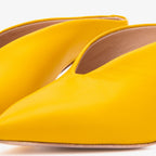 The Solara Yellow Leather Women Mule Heel