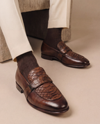 Vinci The Dorian Tan Snake and Baby Buffalo Leather Loafer Men Shoe