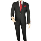 Men Suit BERLUSCONI Turkey Italian Wool 180's Single Breasted 623-01 Black Plaid