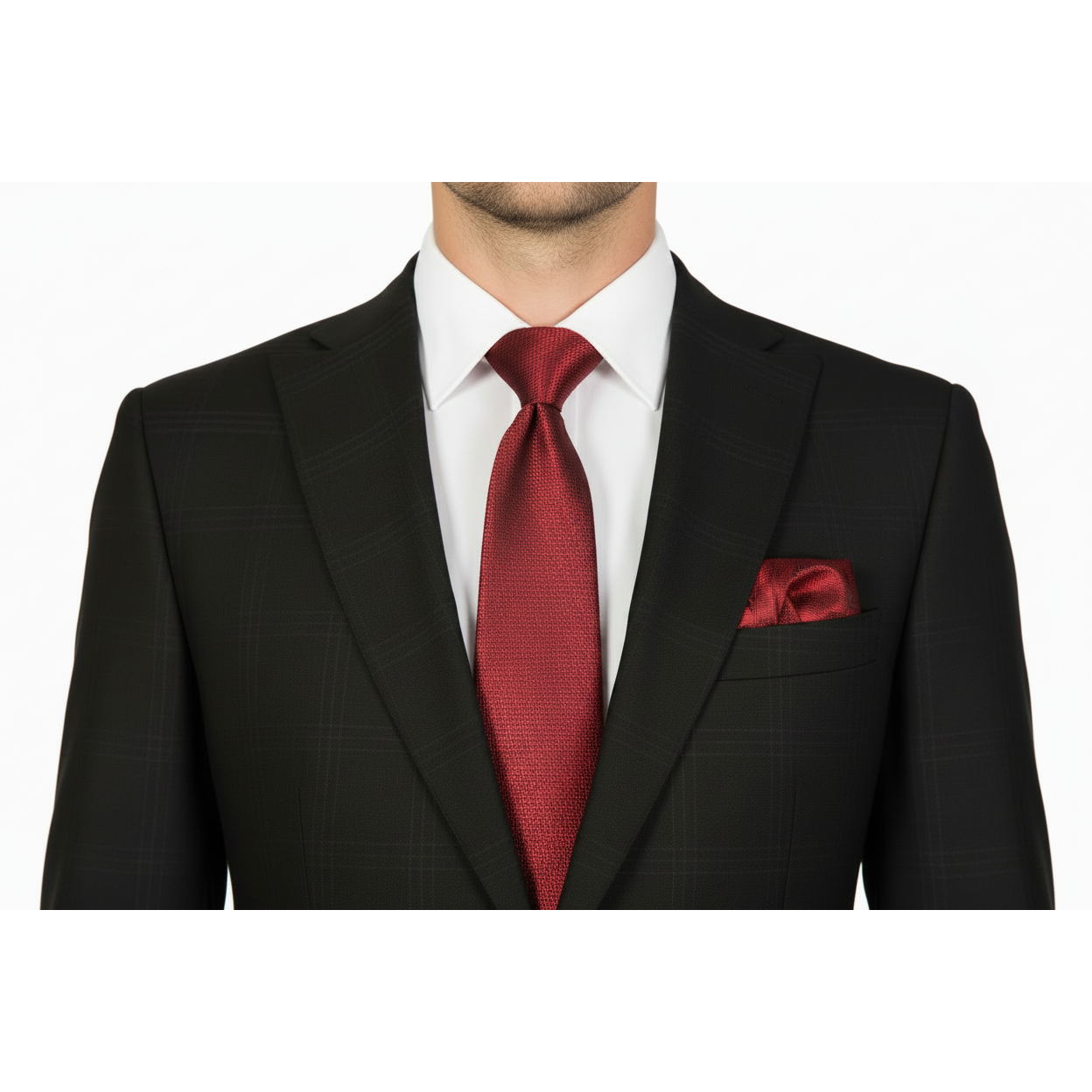 Men Suit BERLUSCONI Turkey Italian Wool 180's Single Breasted 623-01 Black Plaid