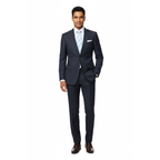 Men Suit BERLUSCONI Turkey Italian Wool 180's Single Breasted 623-03 Navy Plaid