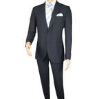 Men Suit BERLUSCONI Turkey Italian Wool 180's Single Breasted 623-03 Navy Plaid