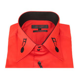 Men Axxess Turkey Shirt 100% Cotton Musical Note 623-05 French Cuffs Red Black