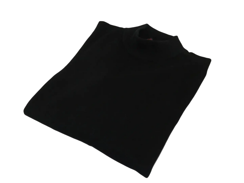 Men's Sweater Knit By Bassiri Mock Neck Cotton Tencel Soft 630 EZRA Black