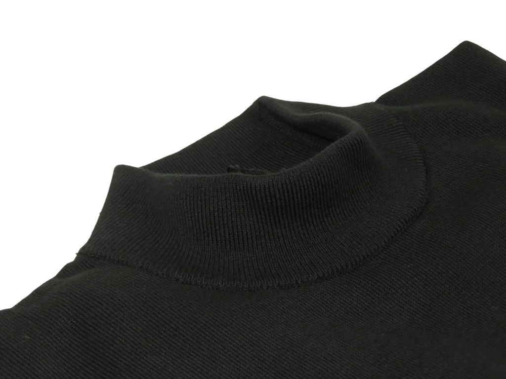 Men's Sweater Knit By Bassiri Mock Neck Cotton Tencel Soft 630 EZRA Black