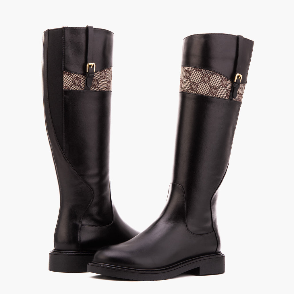 Vinci The Bellina Black Leather Women’s Knee-High Women Boot