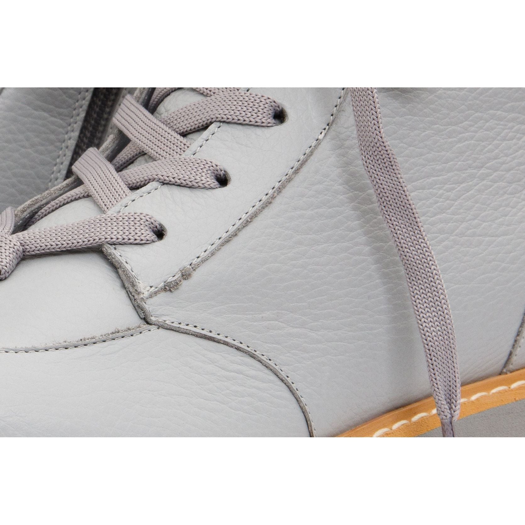 The Yildiz Grey Leather Lace-Up Ankle Women Boot With a Side Zipper