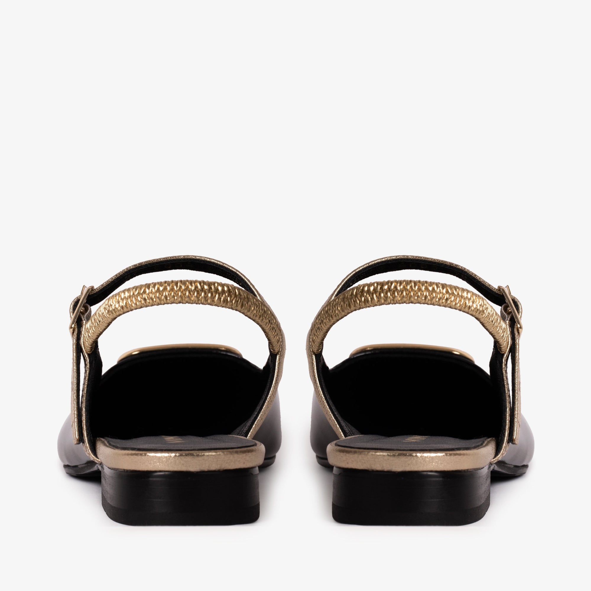 The Rosalinda Black Leather Women Flat Slingback Sandal