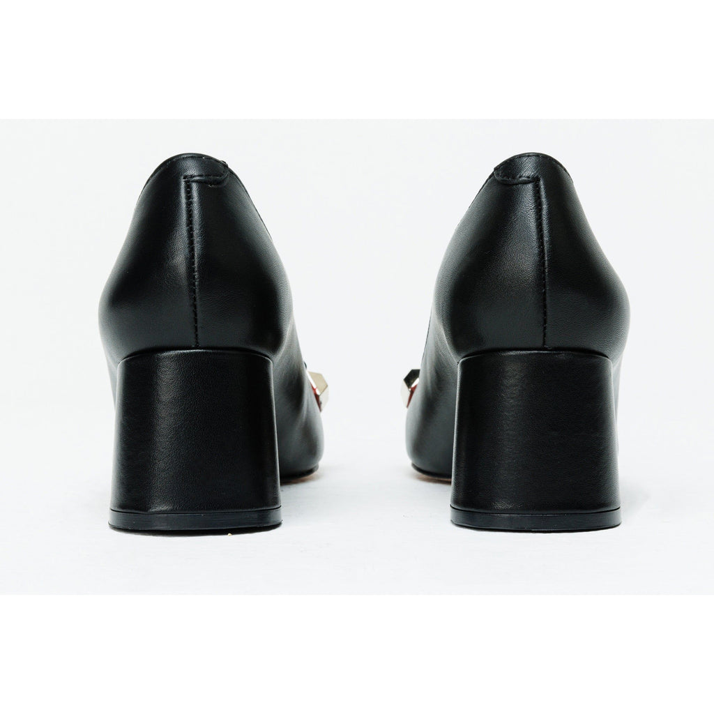 The Olney Black Leather Block Heel Pump Women Shoe
