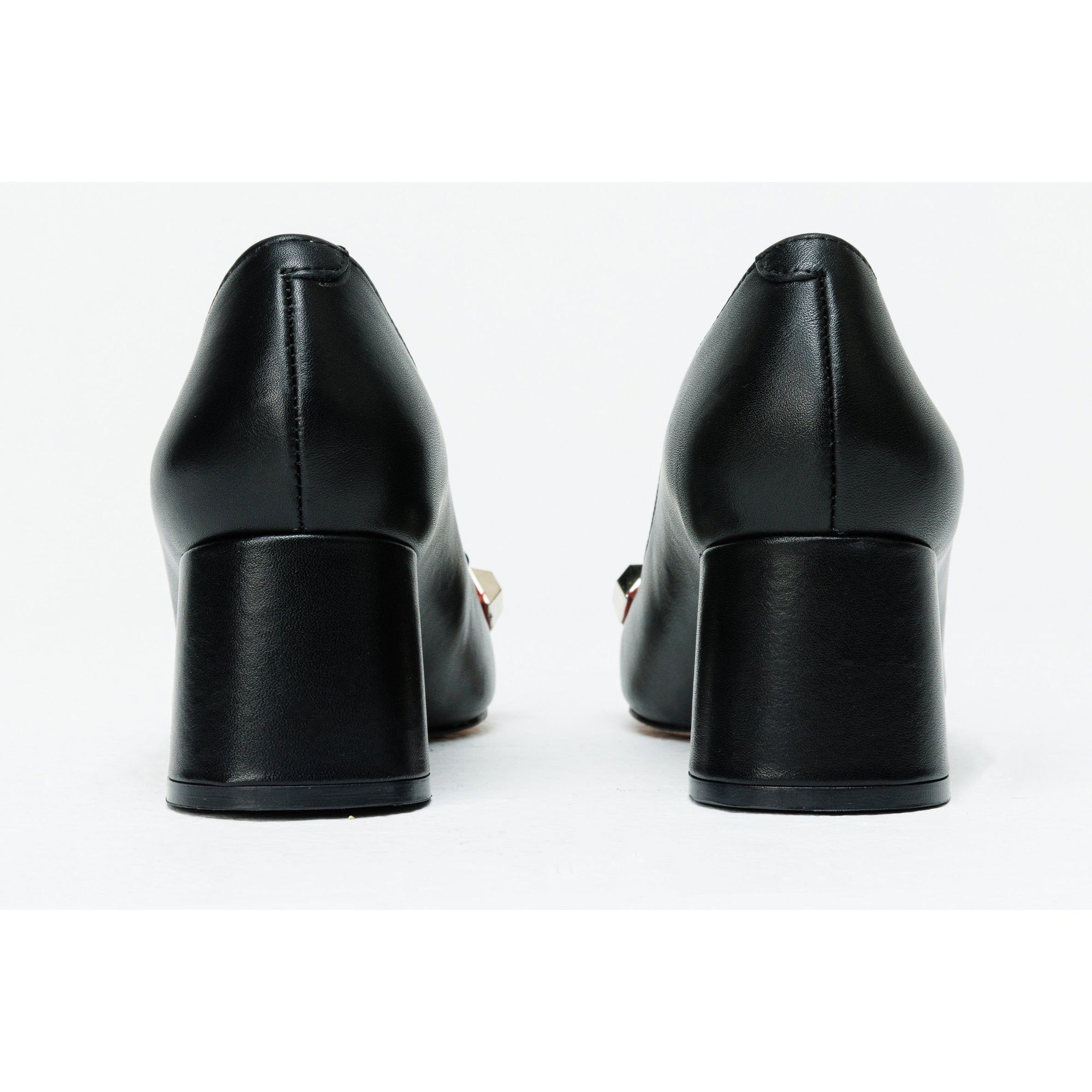 The Olney Black Leather Block Heel Pump Women Shoe