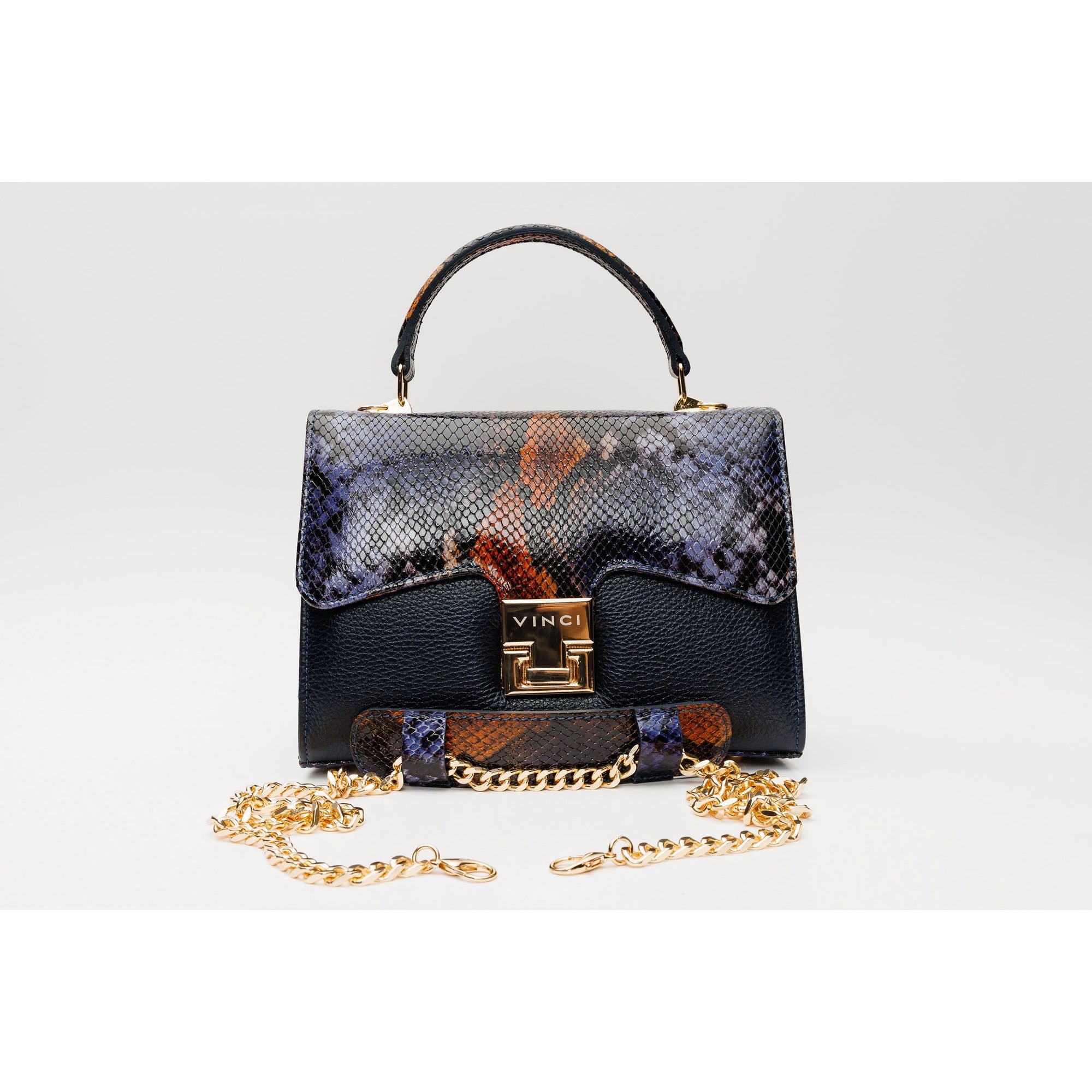 The Venezia Navy Blue Leather Handbag