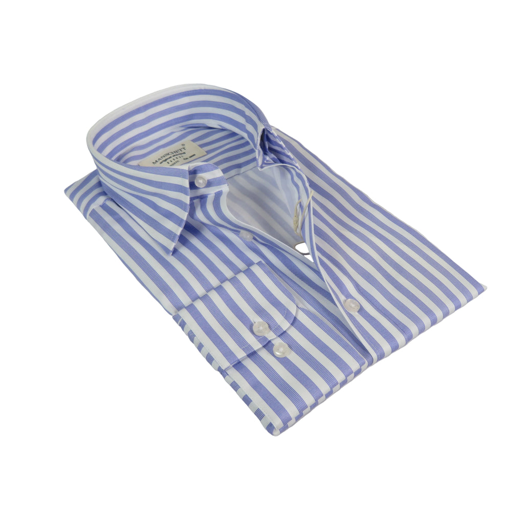 Mens European 100% Cotton Shirt Manschett Turkey Slim Fit Hidden Button 7005-18 Lavender Stripe