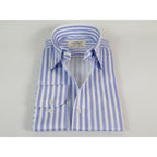 Mens European 100% Cotton Shirt Manschett Turkey Slim Fit Hidden Button 7005-18 Lavender Stripe
