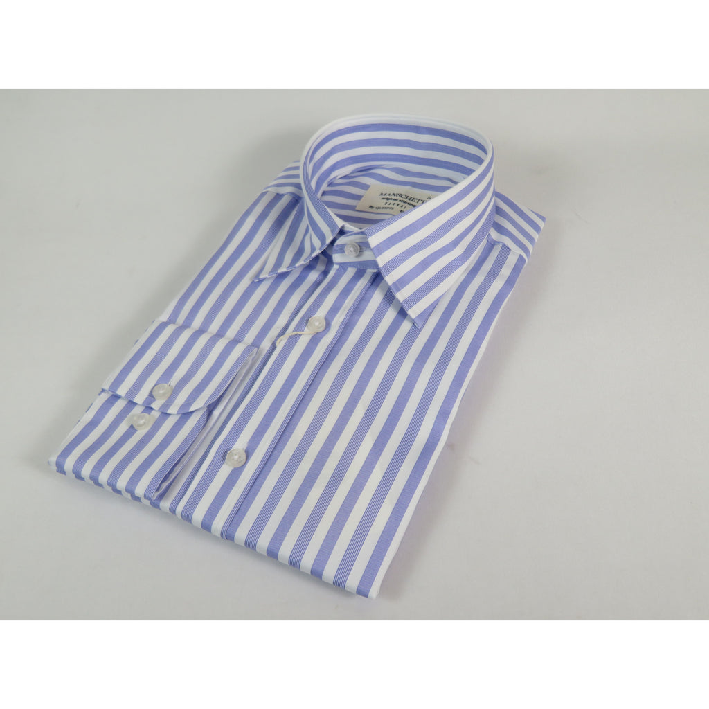 Mens European 100% Cotton Shirt Manschett Turkey Slim Fit Hidden Button 7005-18 Lavender Stripe
