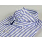 Mens European 100% Cotton Shirt Manschett Turkey Slim Fit Hidden Button 7005-18 Lavender Stripe