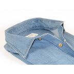 Mens Denim Cotton/Lycra Shirt Manschett Turkey Slim Fit 7009-1 Blue Jeans