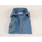 Mens Denim Cotton/Lycra Shirt Manschett Turkey Slim Fit 7009-1 Blue Jeans