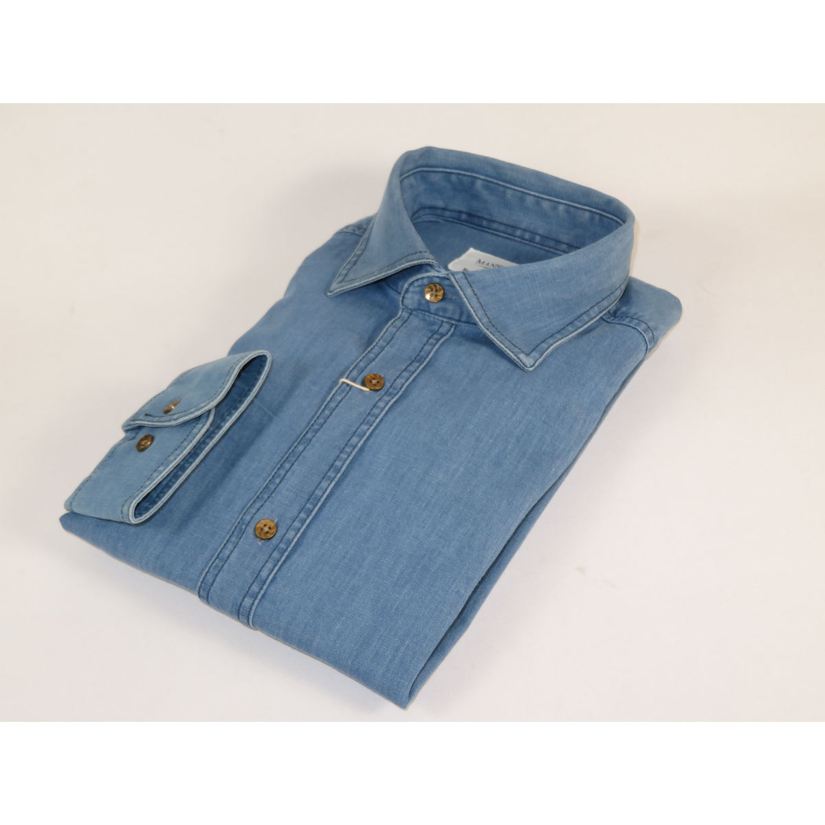Mens Denim Cotton/Lycra Shirt Manschett Turkey Slim Fit 7009-1 Blue Jeans