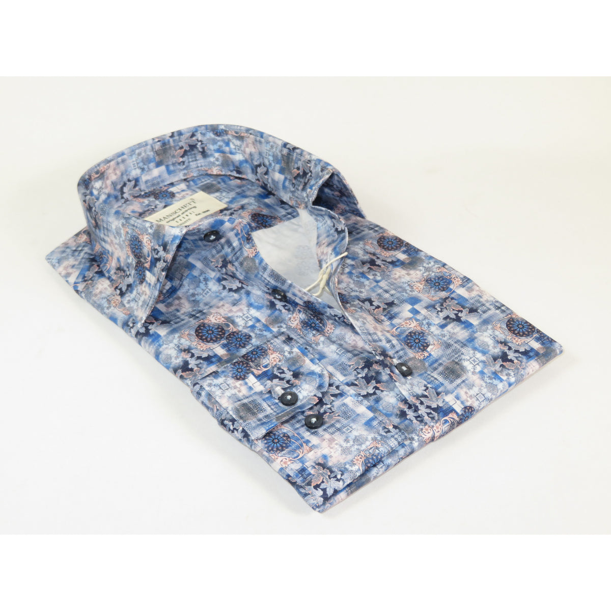 Mens European 100% Cotton Shirt Manschett Turkey Slim Fit 7025-05 Multi Blue