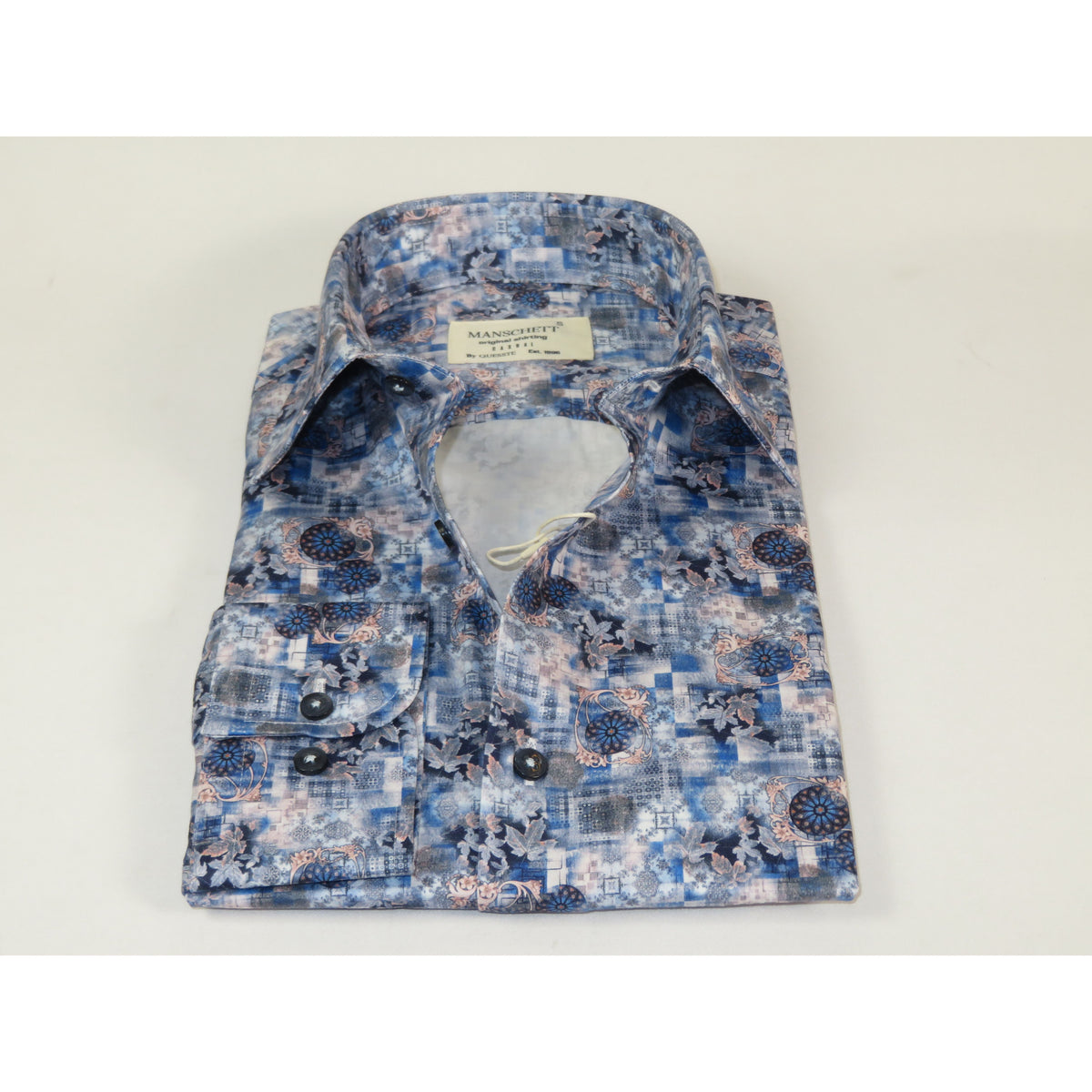 Mens European 100% Cotton Shirt Manschett Turkey Slim Fit 7025-05 Multi Blue