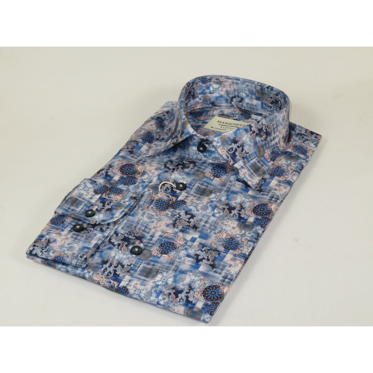 Mens European 100% Cotton Shirt Manschett Turkey Slim Fit 7025-05 Multi Blue