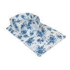 Mens European 100% Soft Cotton Shirt Manschett Turkey Slim Fit 7027-05 Blue Flowers