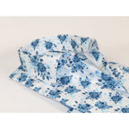 Mens European 100% Soft Cotton Shirt Manschett Turkey Slim Fit 7027-05 Blue Flowers