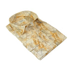 Mens Soft Linen Tencel Blend Shirt Manschett Turkey Slim Fit 7031-07 Peach/Ivory Fancy