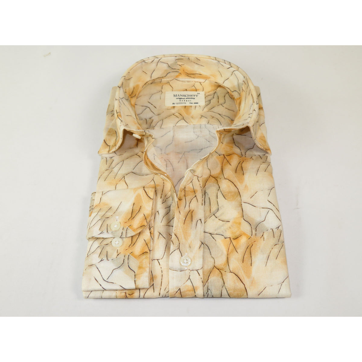 Mens Soft Linen Tencel Blend Shirt Manschett Turkey Slim Fit 7031-07 Peach/Ivory Fancy