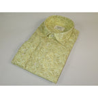 Mens Soft Linen Tencel Blend Shirt Manschett Turkey Slim Fit 7031-18 Yellow Floral