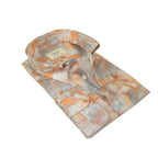 Mens Soft Linen Blend Shirt Manschett Turkey Slim Fit Button Down Collar 7032-14 Peach Fancy