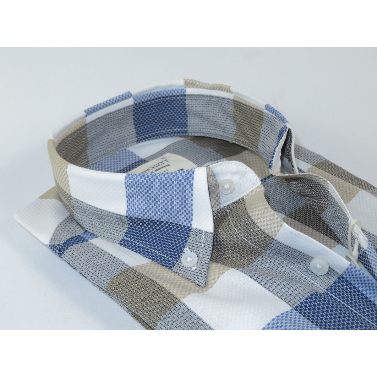 Mens 100% Cotton Shirt Manschett Turkey Slim Fit Oxford Button Down Collar 7033-18 Blue/Gray