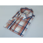 Mens 100% Cotton Shirt Manschett Quesste Turkey Slim Fit 7033-21 Rust/Blue Plaid