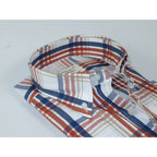 Mens 100% Cotton Shirt Manschett Quesste Turkey Slim Fit 7033-21 Rust/Blue Plaid