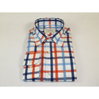 Mens 100% Cotton Shirt Manschett Quesste Turkey Slim Fit Button Down Collar 7033-22 Orange/Blue