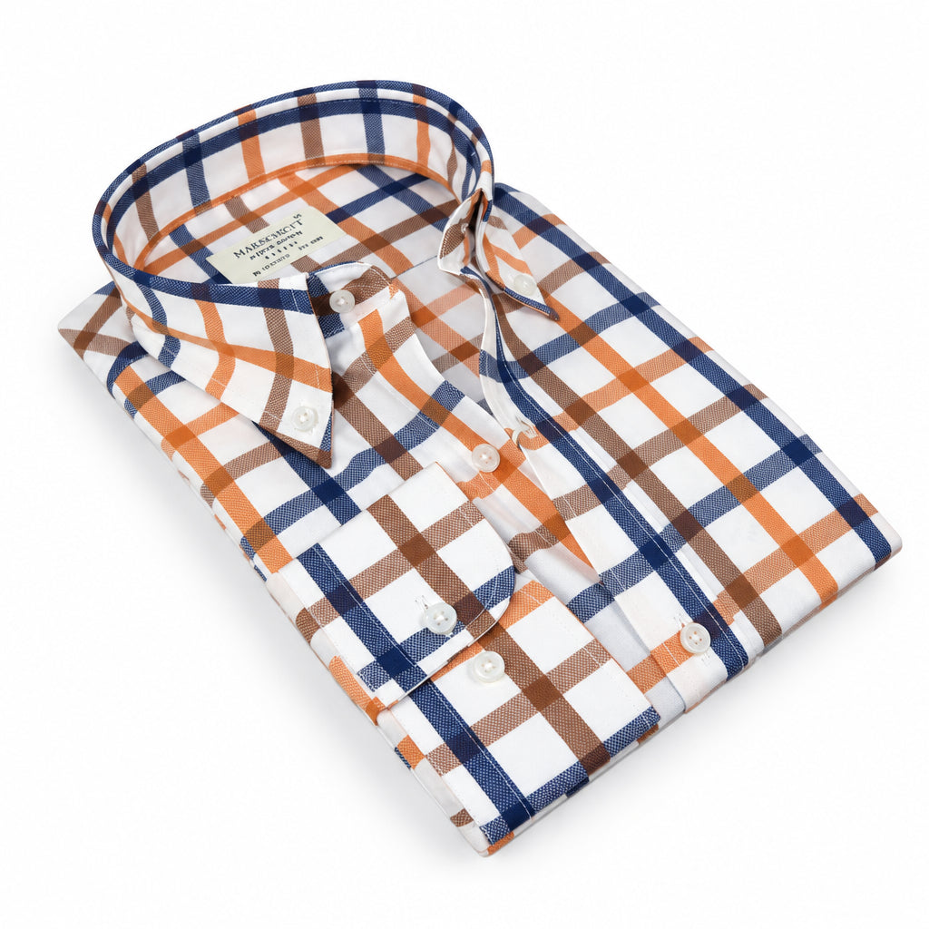 Mens 100% Cotton Shirt Manschett Turkey Slim Fit Oxford Button Down Collar 7033-23 Peach/Blue