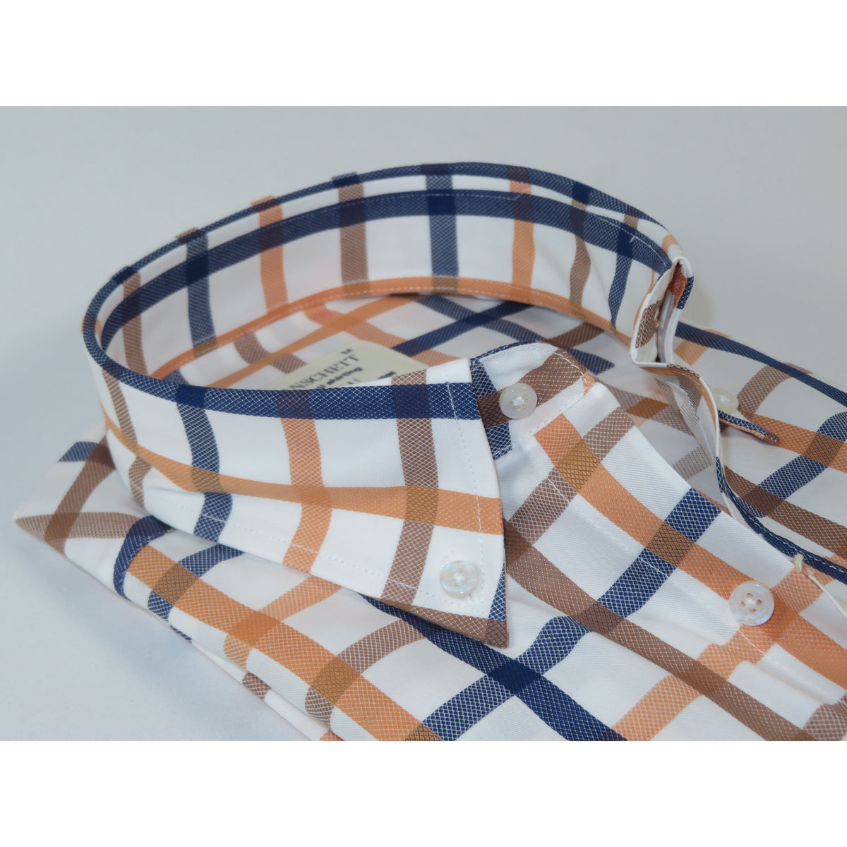 Mens 100% Cotton Shirt Manschett Turkey Slim Fit Oxford Button Down Collar 7033-23 Peach/Blue