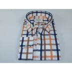 Mens 100% Cotton Shirt Manschett Turkey Slim Fit Oxford Button Down Collar 7033-23 Peach/Blue