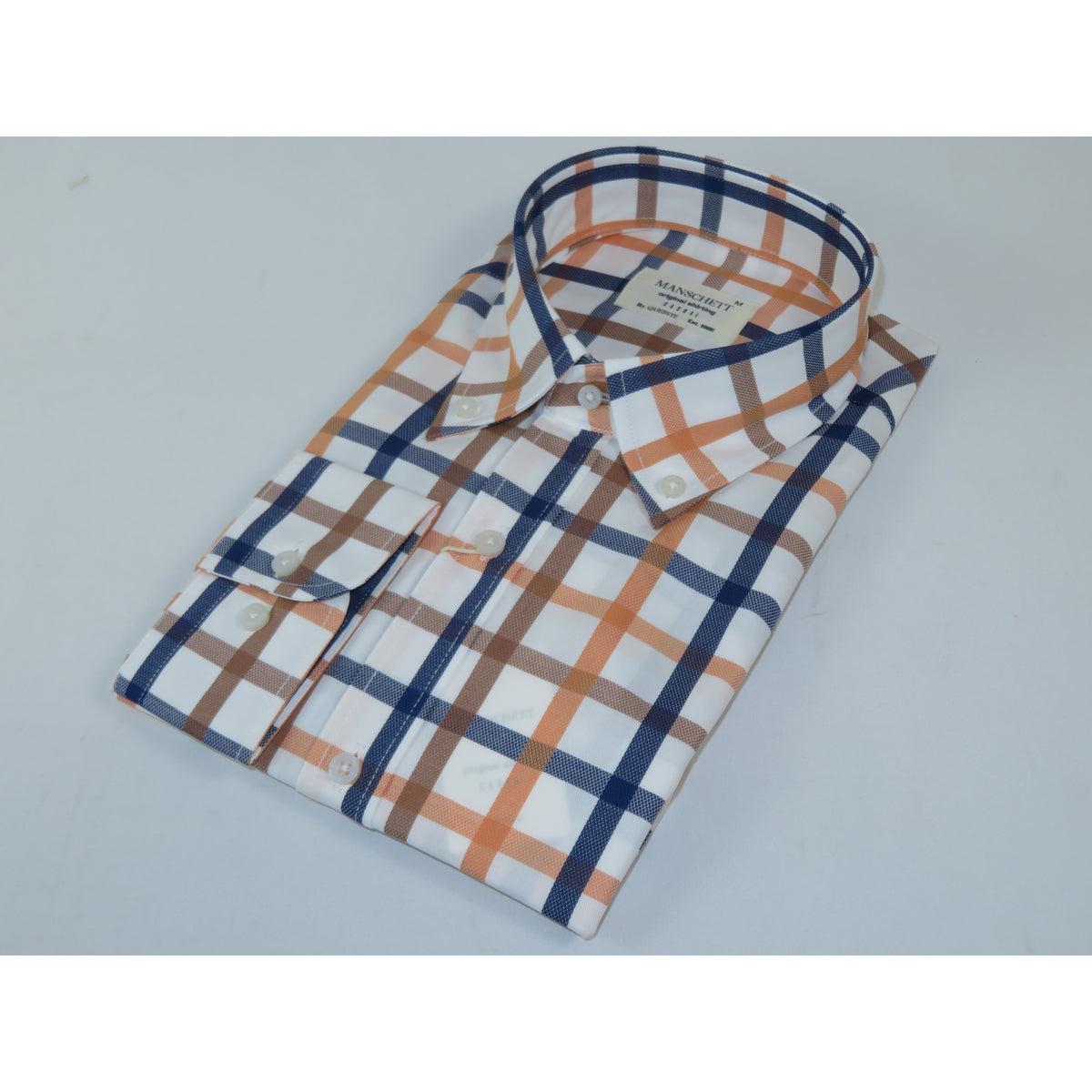 Mens 100% Cotton Shirt Manschett Turkey Slim Fit Oxford Button Down Collar 7033-23 Peach/Blue