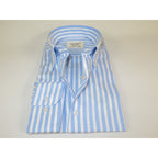 Mens 100% Cotton Shirt Manschett Turkey Slim Fit Button Down Collar 7035-01 Blue Stripe