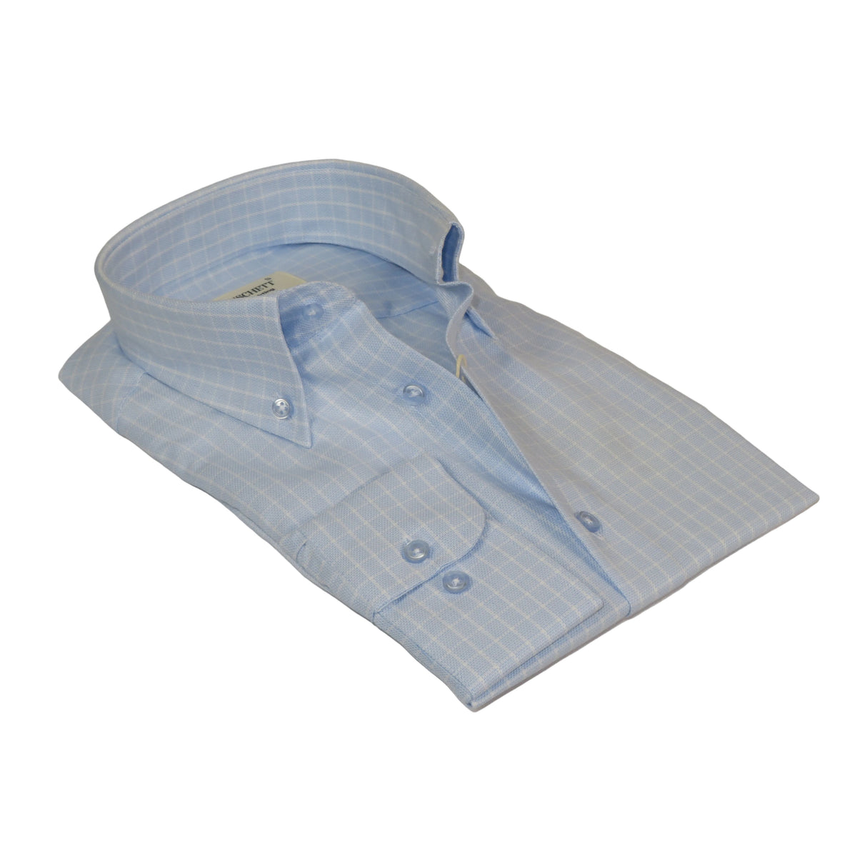 Mens 100% Cotton Shirt Manschett Turkey Slim Fit Oxford Button Down Collar 7035-19 Blue Checker